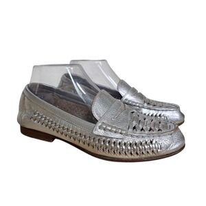 VERONICA BEARD Silver Leather Woven Loafers Women's Size 7M